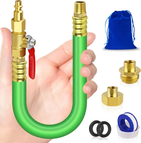 Kit de acondicionamiento para el invierno de RV, adaptador de soplado de aspersor de 12 pulgadas con válvula de cierre, kit de preparación de Verde