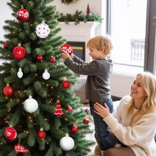 Miniatura 7 de DeckTheHalls 42 adornos de Navidad, varios estilos de adornos de bolas de Navidad, bolas de Navidad inastillables para decoración de árbol