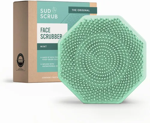 Sud Scrub® Exfoliante facial de silicona antimicrobiana, 1 paquete, exfoliante facial suave para pieles sensibles, cepillo de limpieza facial Menta
