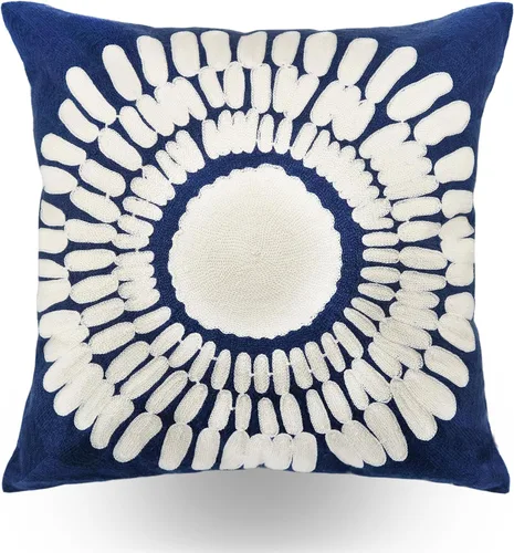 Miniatura 14 de Fundas bordadas decorativas para almohada de 18 x 18 pulgadas. Funda de cojín para sofá, cama, silla, funda de almohada 100% de algodón de 18 x 18