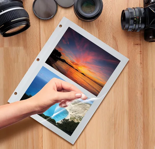Miniatura 4 de Better Office Products - 50 hojas de montaje de fotos, 11 x 9 pulgadas, doble cara, 3 agujeros perforados, por Better Office Products, hojas