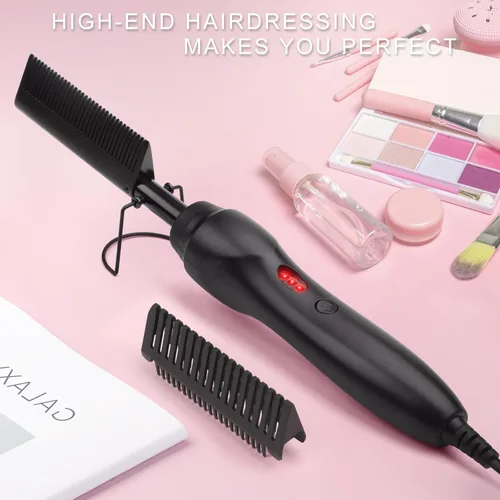 Miniatura 3 de Peine Eléctrico Caliente Alisador de Cabello Peine de Prensado con Calor Rizador Plancha Plana Cepillo Alisador de Cabello para Negro Natural, Peine