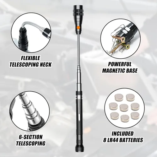 Miniatura 2 de Regalos para papá, herramienta de recogida magnética, herramienta de recogida magnética telescópica con linterna LED de 3 LED, regalos de Navidad