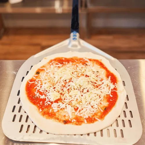 Miniatura 5 de Pela de pizza de metal de 12 pulgadas, paleta de pizza, cáscara de pizza de acero inoxidable, accesorios para horno de pizza, cáscara de torneado