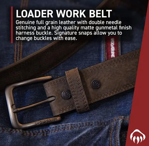 Miniatura 5 de Wolverine Men's Full Grain Leather Work Belt Workwear Heavy Duty Utility Rugged Durable Metal Buckle