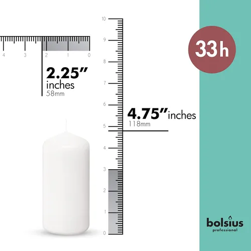 Miniatura 2 de BOLSIUS 12 velas blancas de pilar a granel, juego de velas sin perfume de 2.3 x 4.7 pulgadas, 33 horas de combustión limpia, sin aceite de palma, 0%