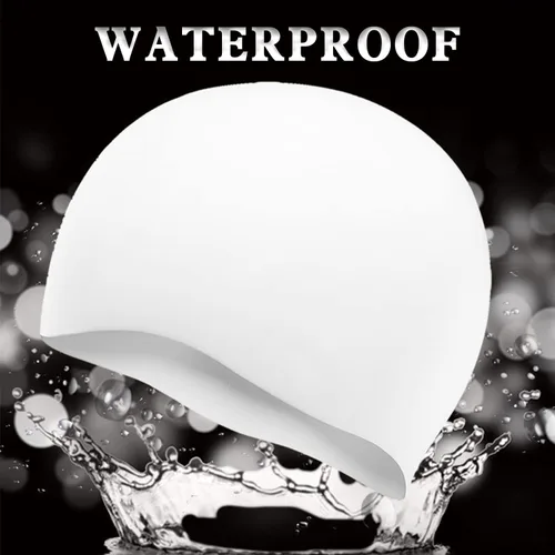 Miniatura 4 de Uttpll Gorro de natación de silicona impermeable, cómodo gorro de baño, gorro de natación para mujeres y hombres, gorra de baño impermeable Blanco