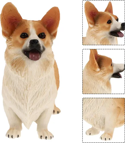 Miniatura 5 de IMIKEYA Figura de Corgi galés, mini estatua de perro de resina, estatua de perro pequeño de Corgi para pastel, escultura de estatua de animal