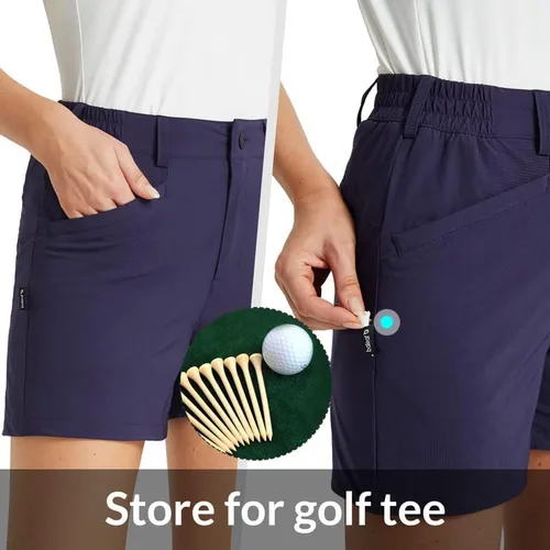 Miniatura 4 de BALEAF Pantalones cortos de golf para mujer, elásticos, de 4.5 pulgadas, de secado rápido, transpirable, para senderismo, elastano, activos