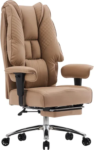 Miniatura 17 de EXCEBET Silla de oficina grande y alta de 400 libras de ancho, silla de oficina ejecutiva de cuero con respaldo alto con reposapiés, sillas Malla
