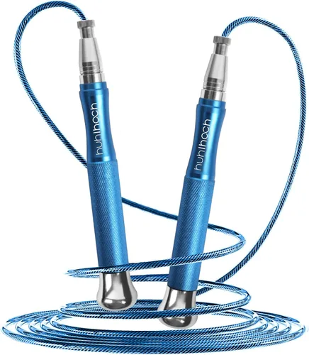 Cuerda de saltar con peso de velocidad con mecanismo de bloqueo seguro, giro suave de 360°, asas antideslizantes con textura mate, cuenta con 2 Azul