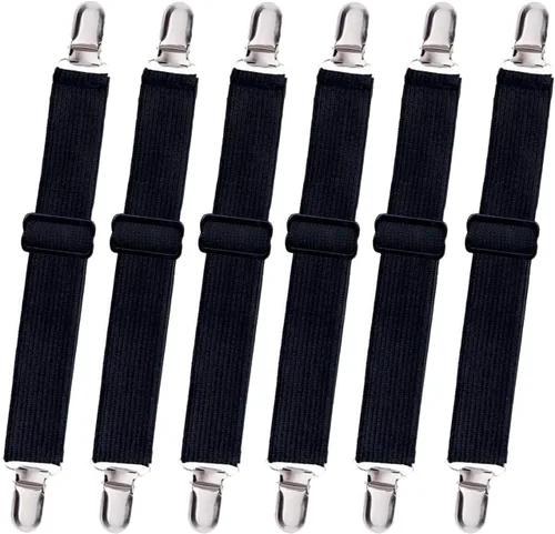 Miniatura 8 de 10 correas ajustables para sábanas, clips para sábanas, soporte elástico para sábanas bajeras, clips de correas de sábana bajera, tirantes de cierre