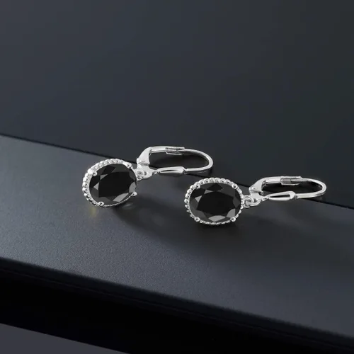 Miniatura 166 de Gem Stone King Aretes colgantes de gota para mujer, plata de ley 925, piedra natal ovalada de 0.354 x 0.276 in, joyería fina, regalos para ella