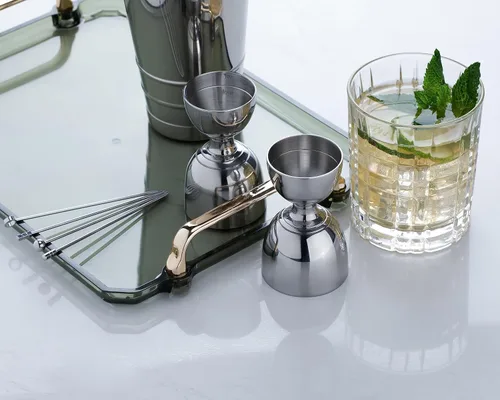 Miniatura 3 de Bell Jigger - Herramienta de barra de acero inoxidable con marcas de medición de 0.5 onzas, 1 oz, 1.5 onzas y 2 onzas, acabado pulido espejo, un