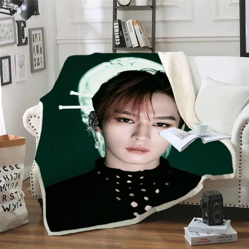 Miniatura 11 de YJYP Manta de Franela Felix Hyunjin Manta para Sofá o Sillón Alfombra Decorativa para el Hogar