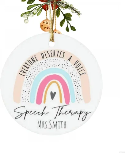 Adorno de Navidad personalizado para terapeuta del habla, terapia del habla, regalo para profesor para esposa, mamá, hermana, adorno de árbol de