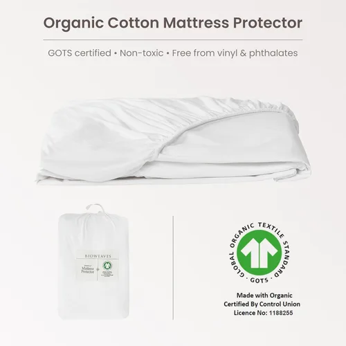 Miniatura 2 de Bioweaves Protector de colchón impermeable de algodón orgánico de jersey de tamaño Full 54" x 75" Funda de colchón con certificación GOTS