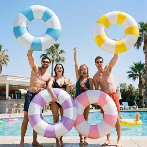 Miniatura 5 de Gemscream 2 flotadores grandes de piscina con asas, 47.24 pulgadas, tubos inflables de piscina tamaño adulto para tumbonas de verano, fiesta