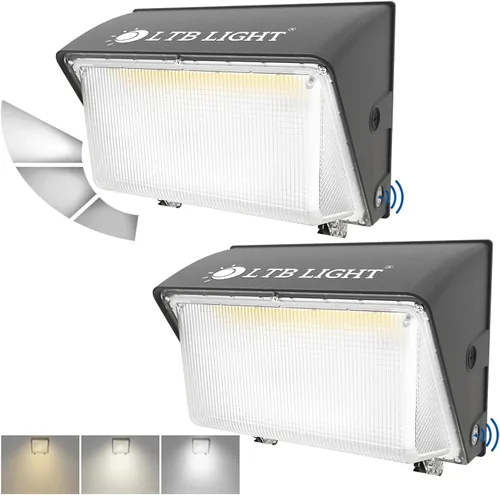 LTBLIGHT Paquete de 2 luces LED de pared de 150 W, iluminación exterior del atardecer al amanecer, 3000 K/4000 K/5000 K conmutable con fotocélula,