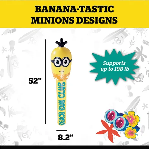 Minions Pool Noodle, Inflatable Swim Noodle for Pool Play, Beach and Lake Floating, Fun Water Toy for Kids, Teens, and Adults, Summer Party Fun