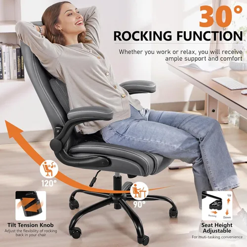 Miniatura 6 de BESTFAIR Silla de oficina, silla ejecutiva de escritorio para computadora con soporte lumbar para aliviar el dolor de espalda baja, silla ergonómica