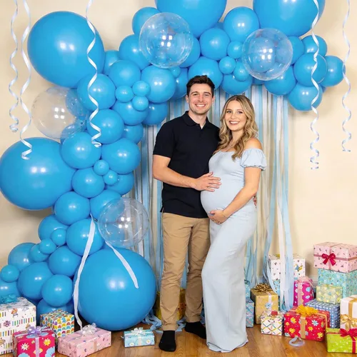 Miniatura 5 de 32 globos azules grandes de 18 pulgadas, globos redondos de látex grandes para decoración de cumpleaños y bodas (azul claro)