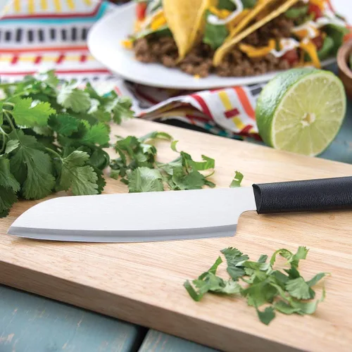 Miniatura 7 de Rada Cutlery Essential Oak Block Set (G258), juego de cuchillos de bloque de 8 piezas, cuchillas de acero inoxidable, mango negro