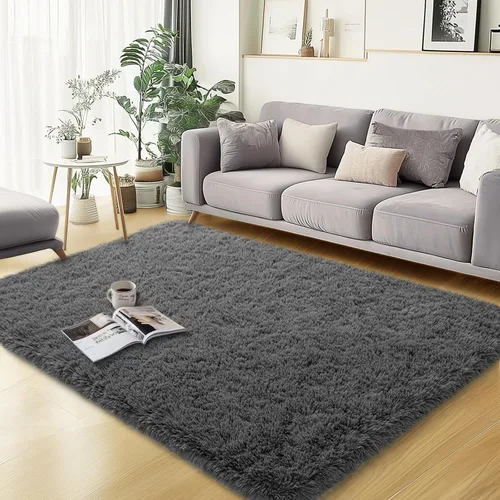 Miniatura 32 de qulint Alfombras de área de 5 x 7 pies para sala de estar, alfombra suave y esponjosa para dormitorio, alfombra de habitación de niños grandes, Gris