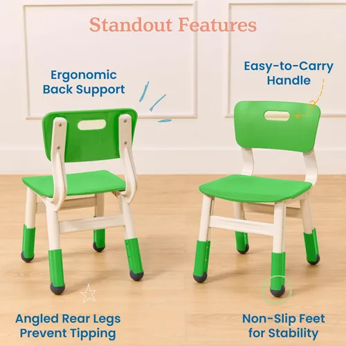 Miniatura 5 de ECR4Kids Silla ajustable para aula, asientos flexibles, verde hierba, paquete de 2 Verde (Grassy Green)
