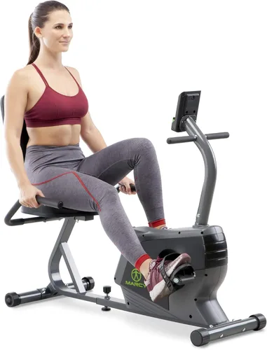 Marcy NS-1206R - Bicicleta estática reclinada magnética para casa y gimnasio, con monitor digital y asiento ajustable rápido