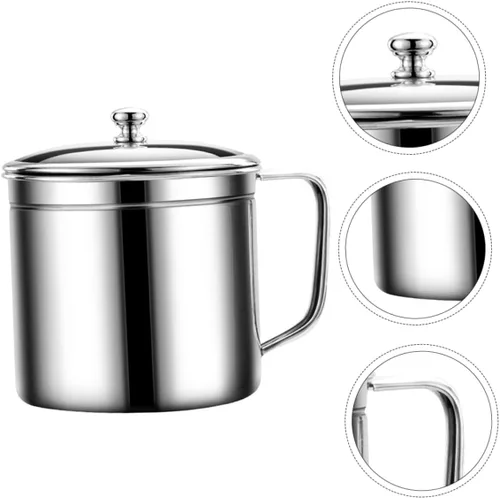 Miniatura 4 de 1 olla de filtro de aceite de acero inoxidable con tapa, soporte de aceite y suministro de cocina, colador de grasa fácil de limpiar para cocina