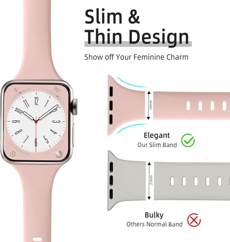 Miniatura 2 de Lerobo 6 Pack Thin Slim Bands Compatible with Apple Watch 38mm 40mm 41mm 42mm 44mm 45mm 46mm 49mm for Women Men, Soft Silicone Sport Strap Wristband