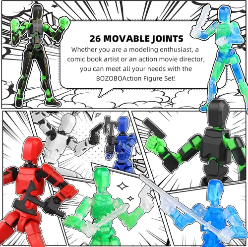 Miniatura 6 de Juego luminoso de 13 figuras de acción, 6 figuras de acción de robot Titan 13, juguetes impresos en 3D articulados, para entusiastas del modelado