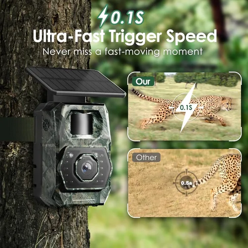 Miniatura 8 de Cámara de Rastreo Solar WiFi Bluetooth - Cámaras de Caza con Visión Nocturna, Sensor de Movimiento, Impermeable, Cámara de Ciervos Recargable