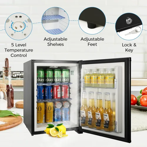 Miniatura 6 de Refrigerador compacto de 1.42 pies cúbicos, mininevera silenciosa de 110V, puerta reversible con cerradura, enfriador de bebidas energéticamente