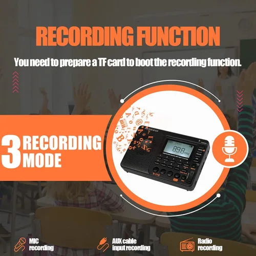 Miniatura 3 de Retekess Radio digital V115 AM FM, radios portátiles de onda corta, Retekess PR11 AM FM Radio portátil, radios transistores recargables compatibles