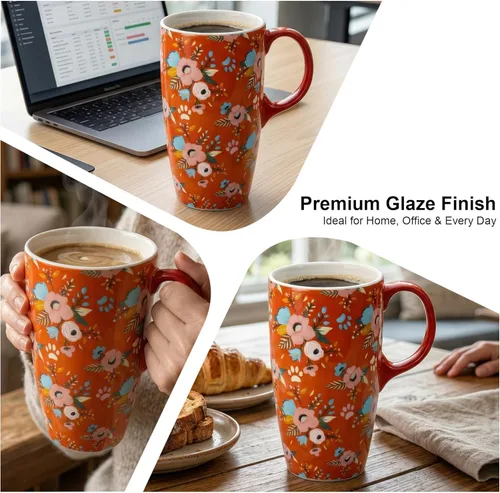 Miniatura 3 de Topadorn Taza de café de viaje de 17oz de cerámica con tapa sellada, taza de té con caja de color, apta para microondas y lavavajillas, taza de café