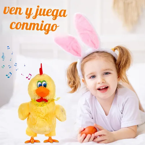 Miniatura 5 de SOMOYA Pollo Poner Huevo Juguetes Animal Juguete Eléctrico Peluche Loco Juguete Bailando con Sonido Música Juguetes de Pascua Amarillo