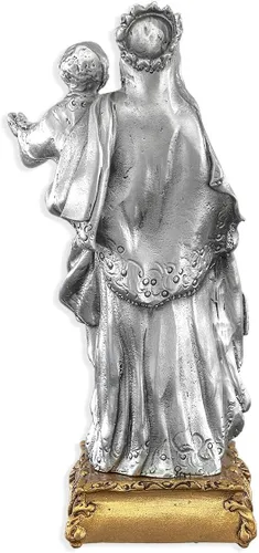 Miniatura 2 de Nuestra Señora del Monte Carmelo Estatua de Santa Patrona de Peltre Fino sobre Base Dorada, fabricada en los Estados Unidos, 4-1/2
