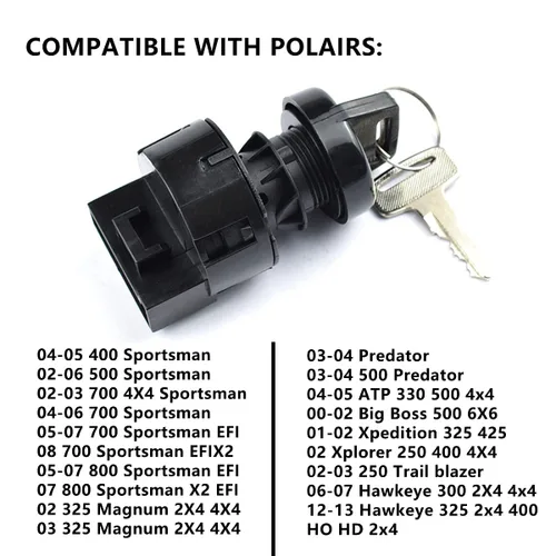 Miniatura 6 de Interruptor de llave de encendido compatible con Polaris Sportsman 400 500 570 600 700 800 Ranger 400 425 500 570 700 800 900 1000 RZR 570 800 900