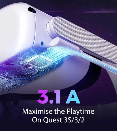 Miniatura 6 de YRXVW Cable de enlace de 10 pies compatible con Meta/Oculus Quest 3S, Quest 3, Quest 2/Pro, PICO 4 accesorios VR, cable de carga y cable de datos