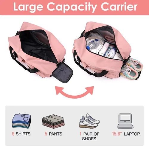 Miniatura 6 de Pequeña bolsa de viaje para mujeres y hombres, bolsas de gimnasio con bolsillo húmedo y compartimento para zapatos, bolsa de hospital de compras