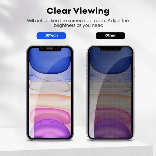Miniatura 6 de JETech Protector de pantalla de privacidad de 360 grados para iPhone 15 de 6.1 pulgadas, película de vidrio templado antiespía de 4 vías