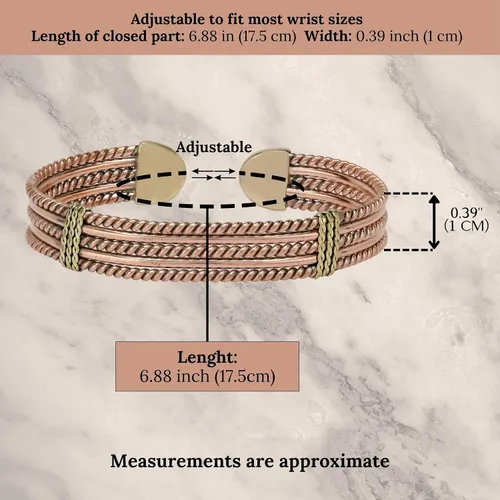 Miniatura 2 de Handmade Elegant Copper Bracelet for Women - Pure Copper Bracelet for Pain Relief and Stress Relief - Adjustable Entwisted Copper Bracelet to Fit