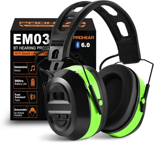 Miniatura 10 de PROHEAR 039 Bluetooth 6.0 Hearing Protection with 26dB NRR OSHA Approved, Rechargeable 1100mAh Battery for 4 wks Runtime