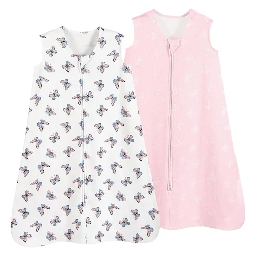 Miniatura 11 de david's kids Saco de dormir 100% algodón orgánico para bebé de 6 a 12 meses, mantas suaves para bebé con cremallera de 2 vías, paquete de 2 cómodos