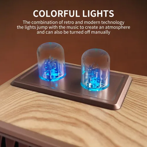 Miniatura 4 de CYBORIS Altavoz Bluetooth retro, radio vintage de madera natural Rotary FM Radio FM 20W altavoces duales estéreo, con disco U, tarjeta TF/función