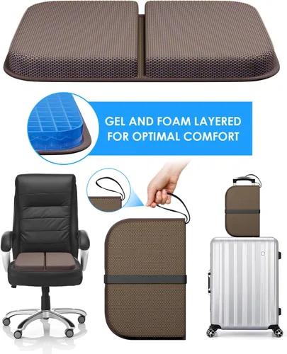 Miniatura 6 de WISIMMALL Cojín de asiento de gel portátil para masaje de viaje, 14.5 x 10.5 pulgadas de grosor, plegable para silla de oficina, silla de ruedas