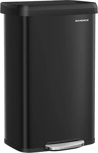 Miniatura 15 de SONGMICS Cubo de basura para cocina, 13 galones (50 L) de acero inoxidable, con tapa que permanece abierta y pedal para pisar, cierre suave, alto