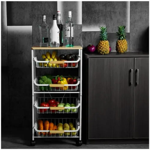 Miniatura 7 de Carrito de almacenamiento de cocina con ruedas, carrito de cocina con almacenamiento y ruedas, carrito de metal rodante de malla, carrito
